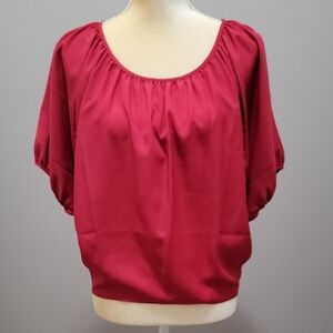 Elegant Women's Chic Red Button Back Blouse Top Sz XS
